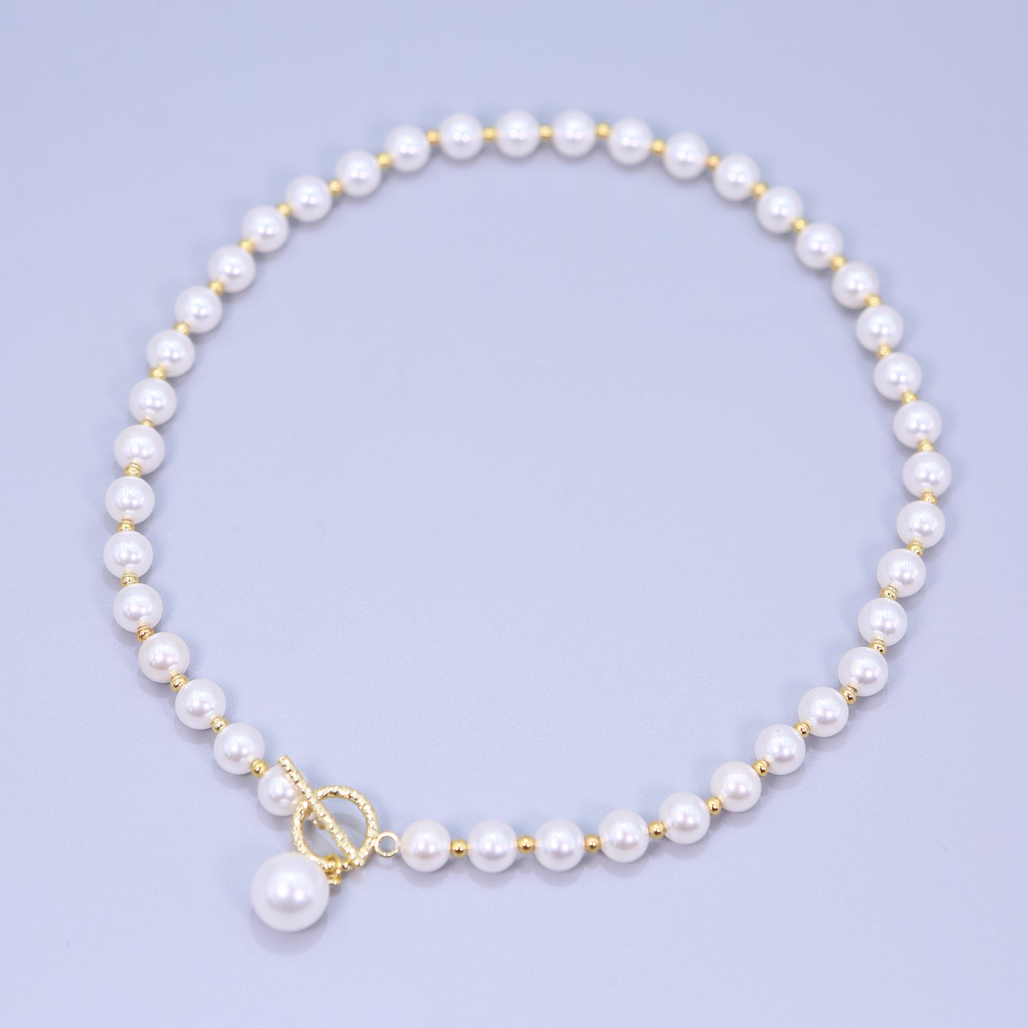 Mermaid Tears Artificial White Beads T-Buckle Design Fashionable and Noble Pearl Necklace