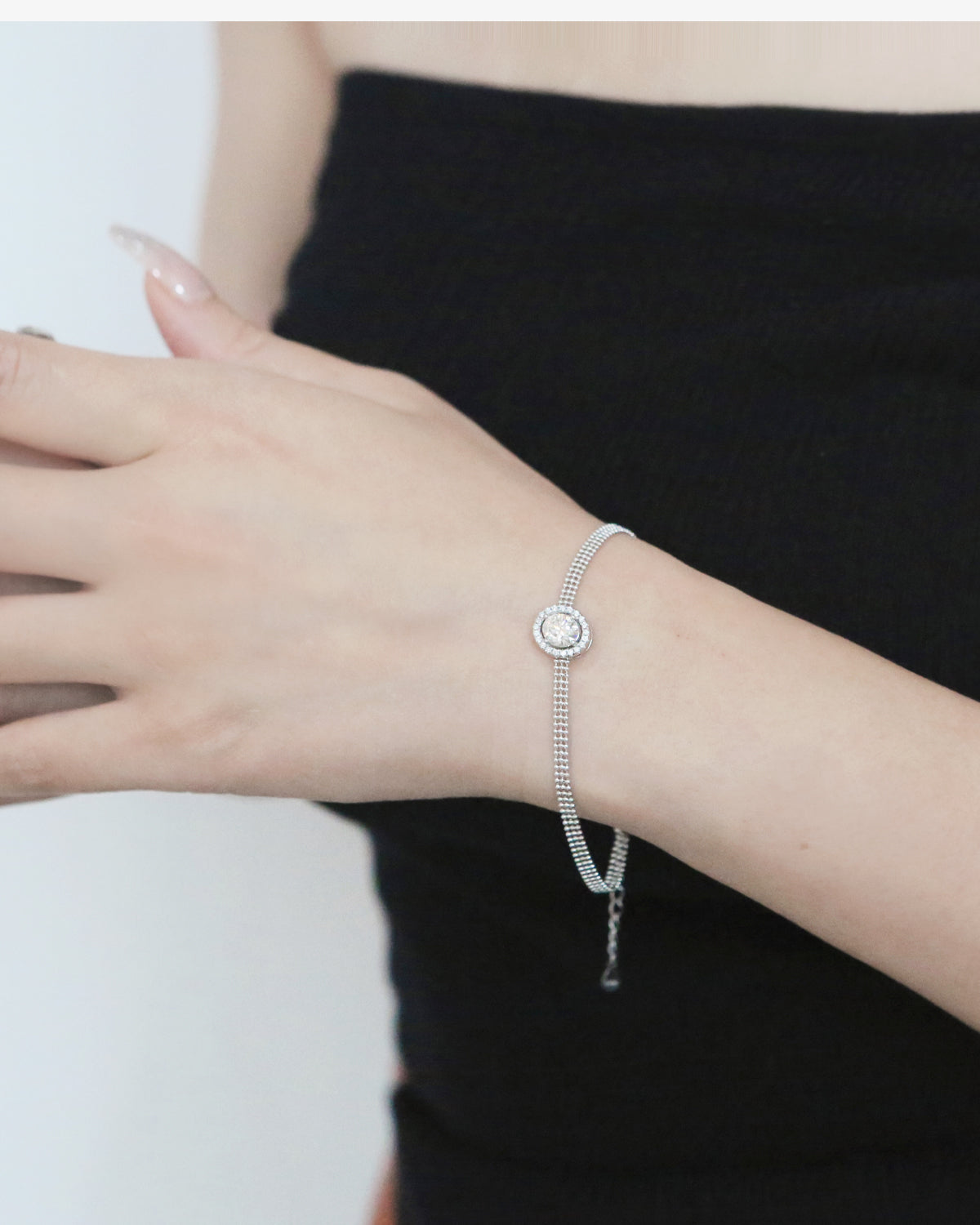 925 sterling silver bracelet round bead model simulated carat diamond moissanite bracelet