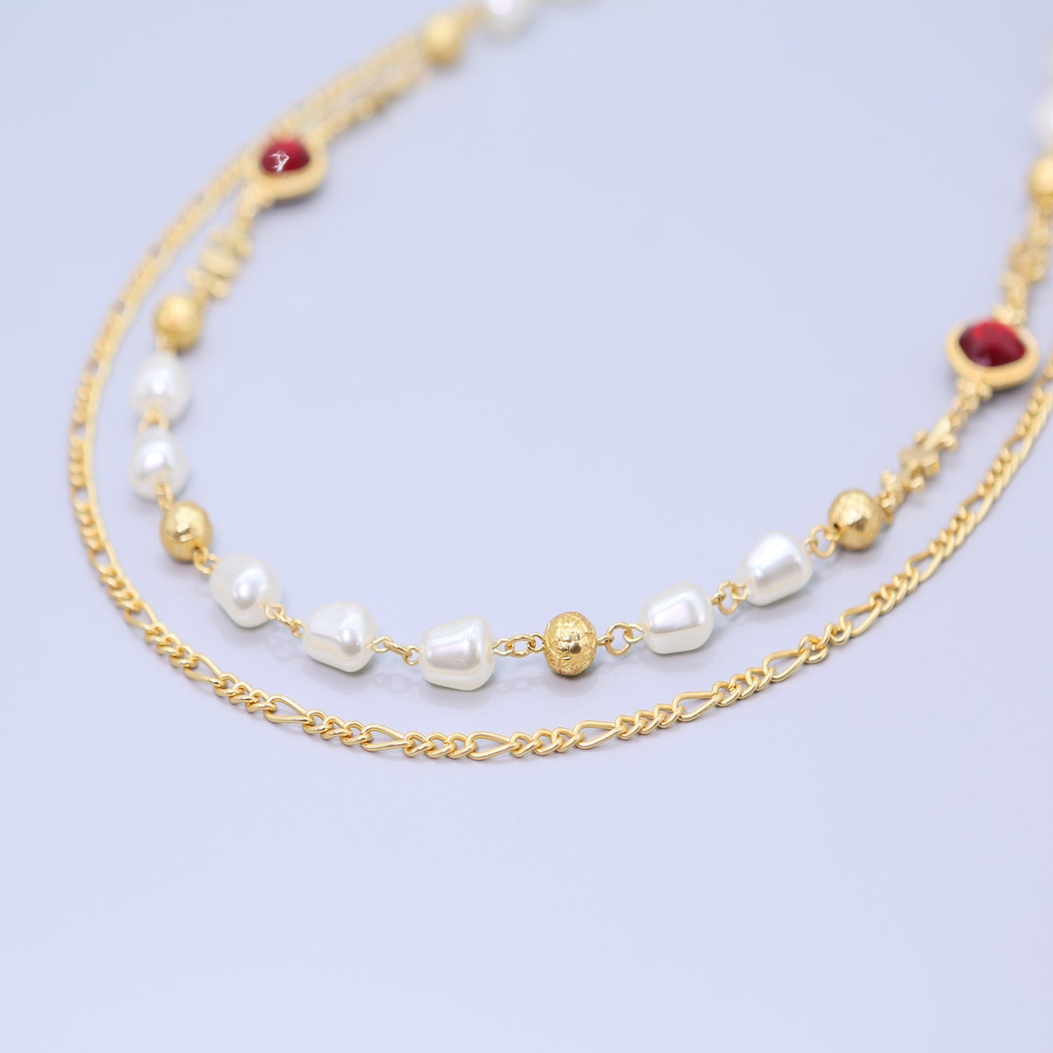 Palace style retro simple elegant high-end light luxury double-layer pearl necklace
